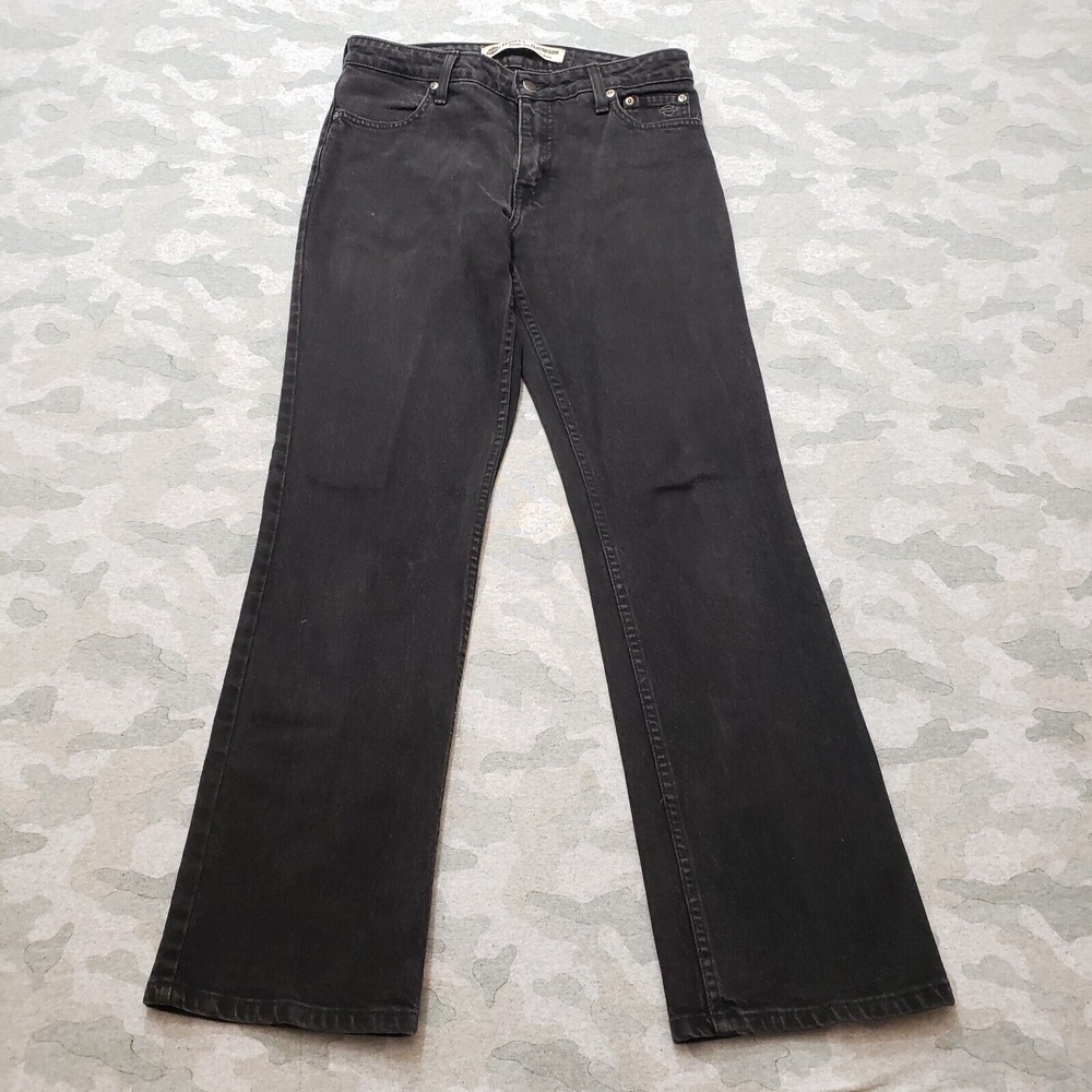 Harley Davidson Jeans Womens 8 Black‎ Bootcut Denim Motorcycle